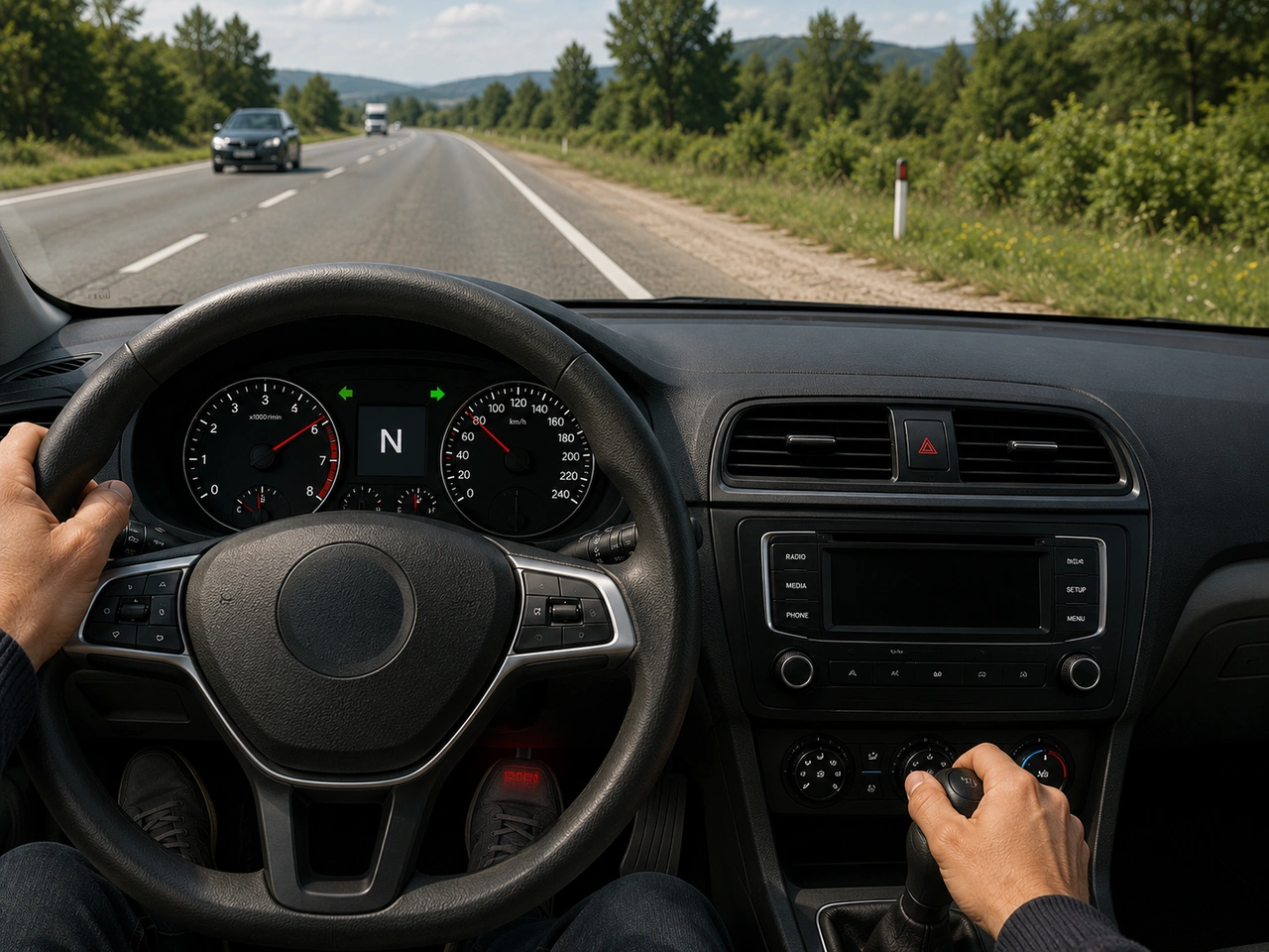 What should you do if the accelerator becomes stuck while you are driving?