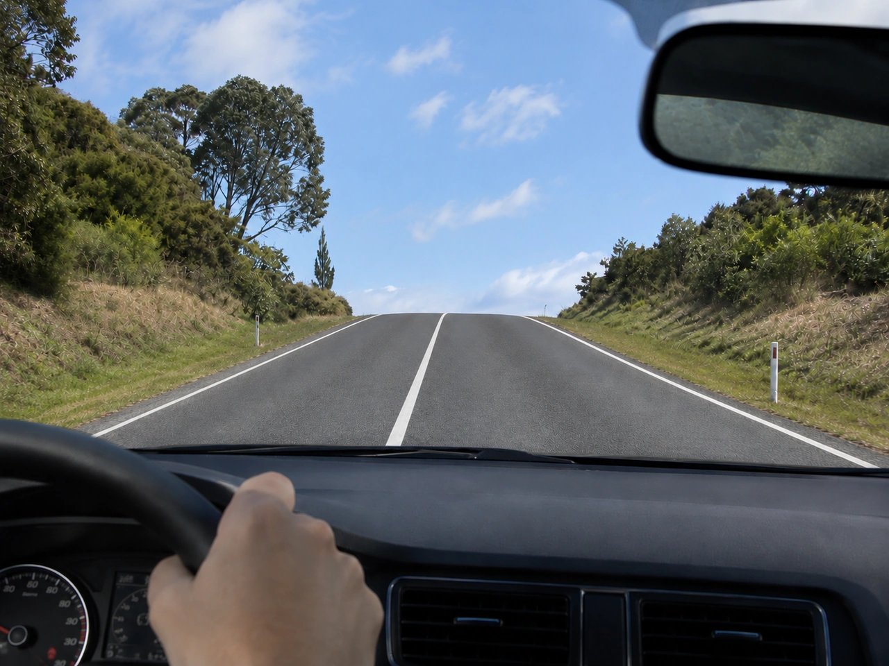 What should you do when approaching a hill crest?