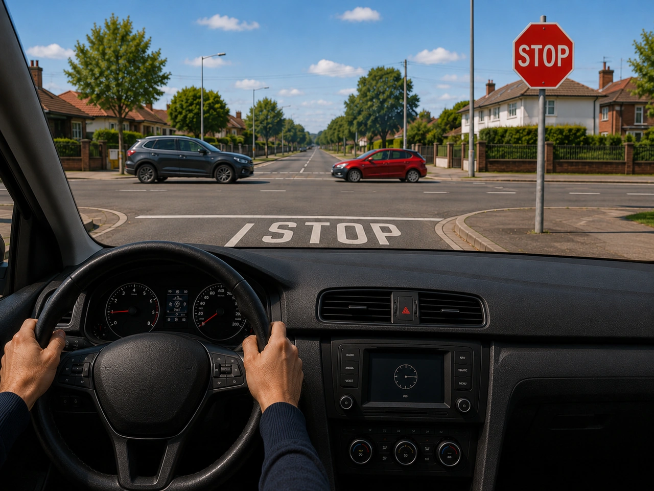 What should you do when approaching a stop sign?