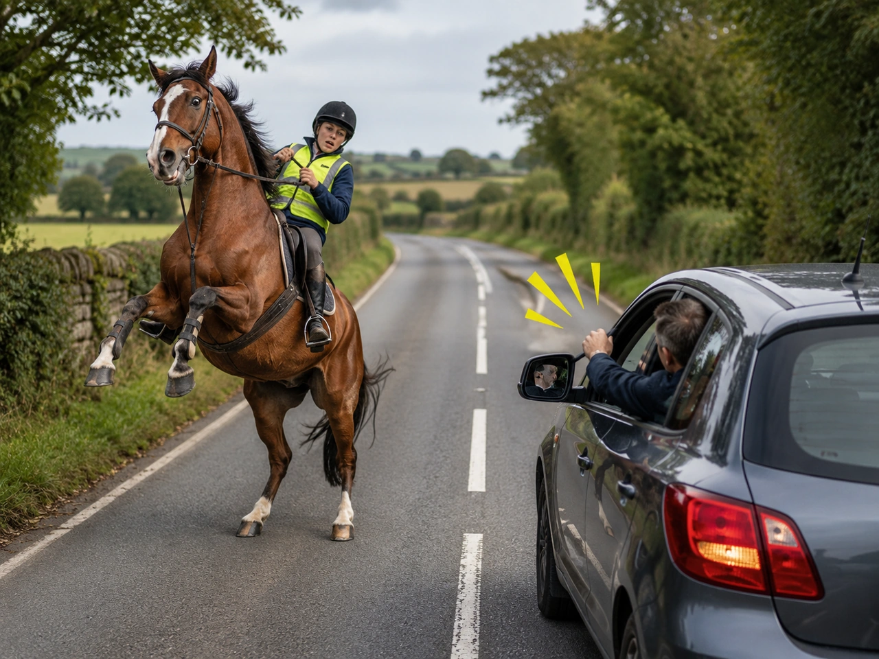 Por que deve evitar buzinar perto de cavalos?