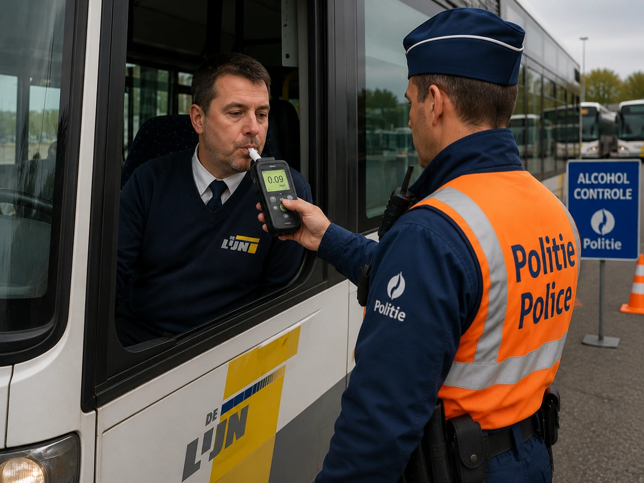 From what blood alcohol concentration is a professional driver in violation in Belgium?