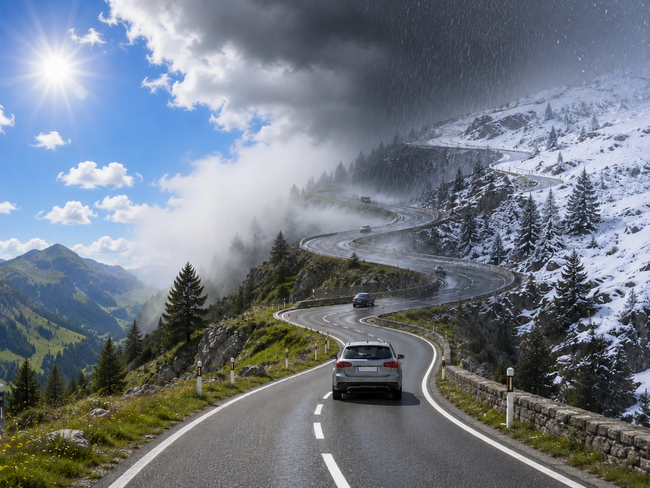 Why should you be prepared for changing conditions on mountain roads?