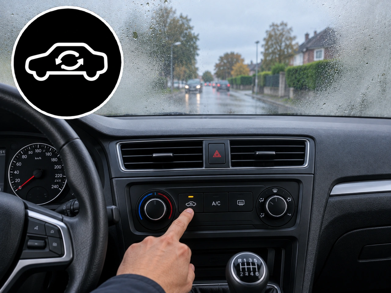 Why should you avoid using air recirculation for too long in damp conditions?