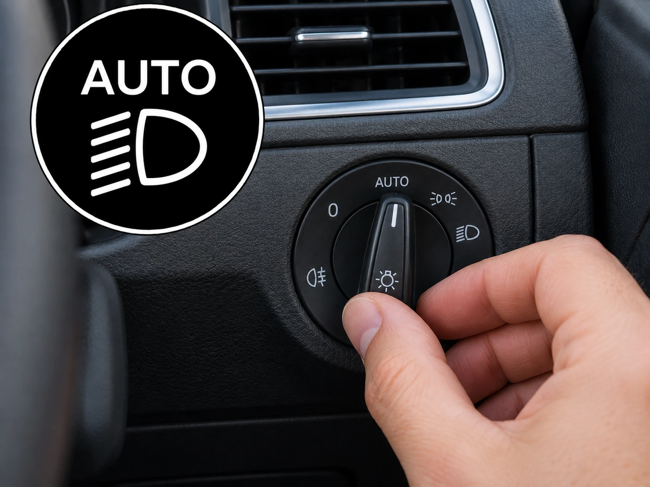 O que faz a posição AUTO no comando das luzes?