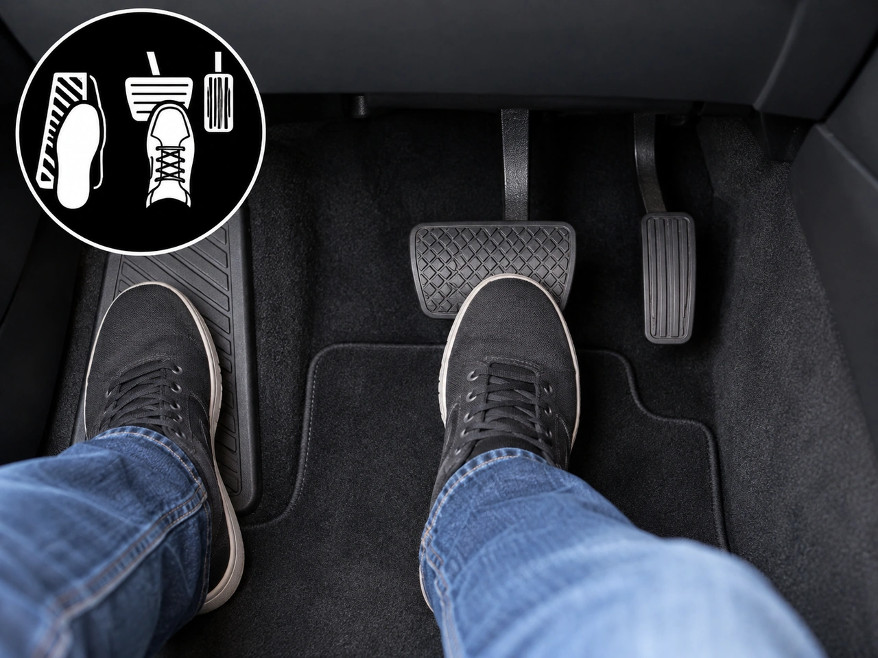 Que pé deve normalmente operar o travão e o acelerador num veículo automático?