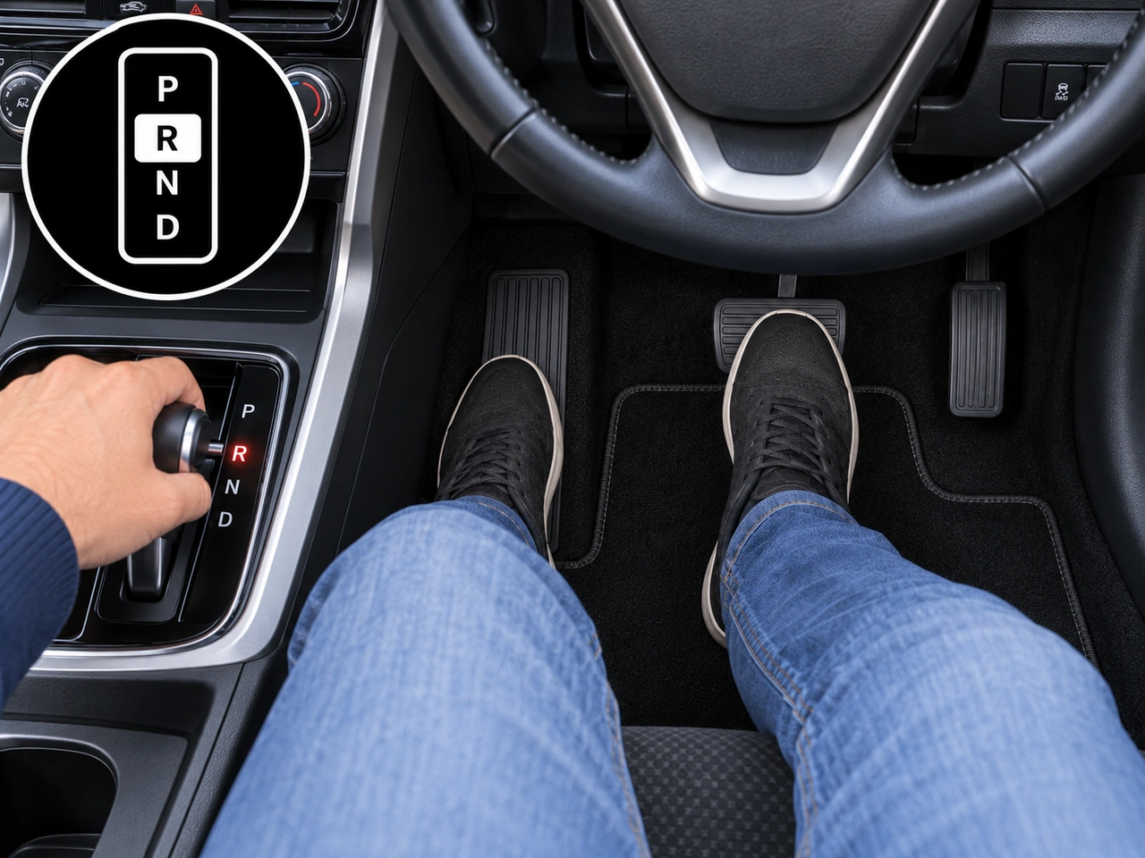Quando deve selecionar R (Reverse) num veículo automático?