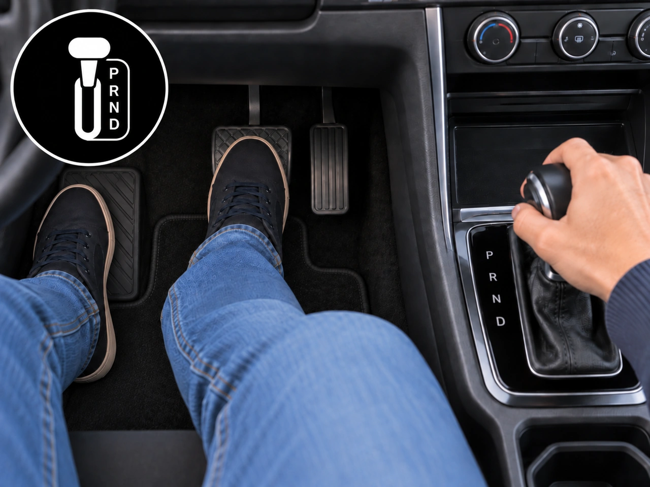 O que deve normalmente fazer antes de selecionar D ou R num veículo automático?