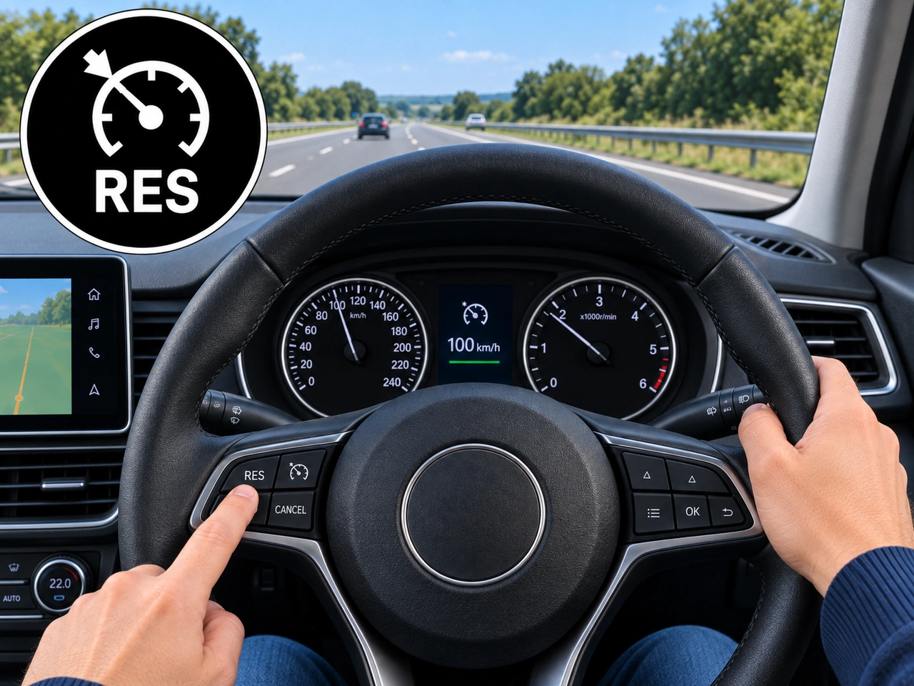 What does the resume function of cruise control normally do?