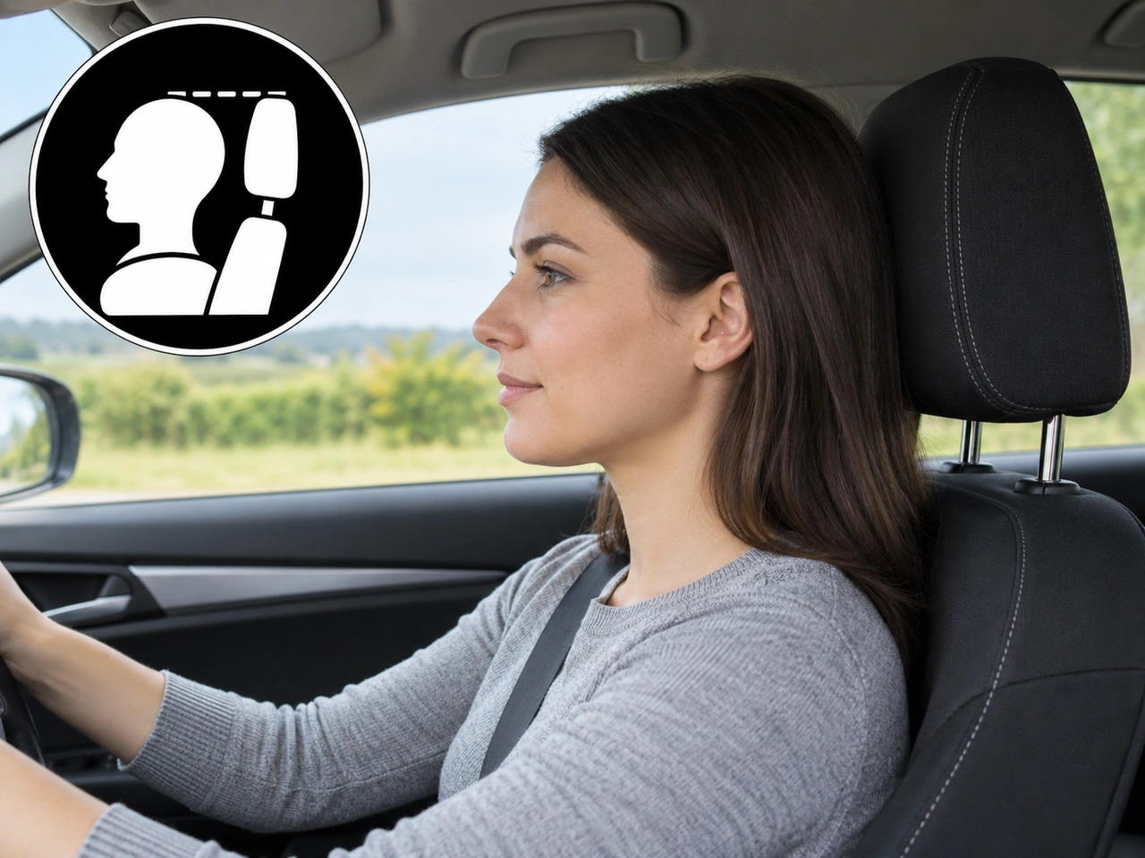 Where should the top of the head restraint normally be positioned?