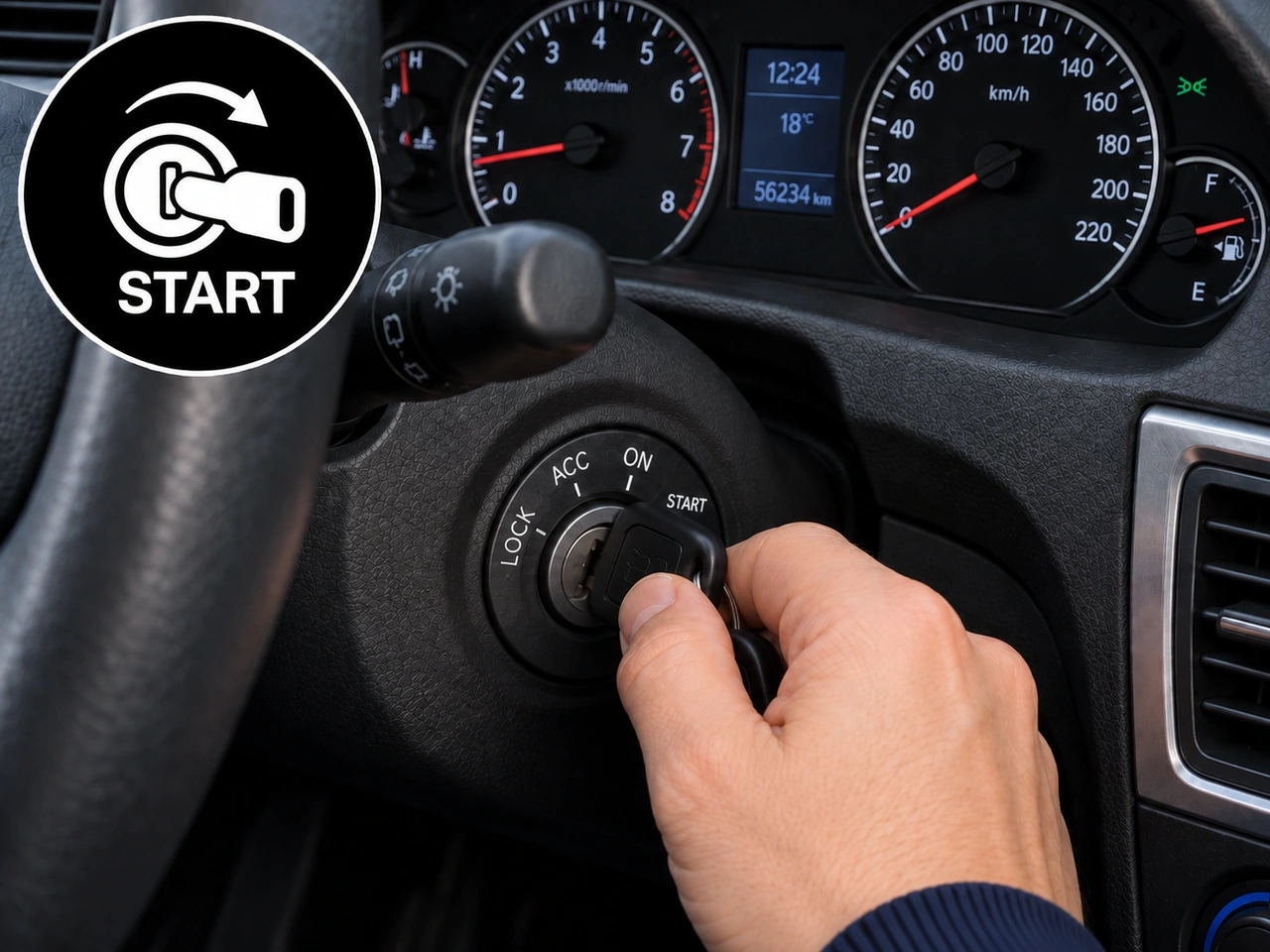 What should you do with the ignition key once the engine starts?