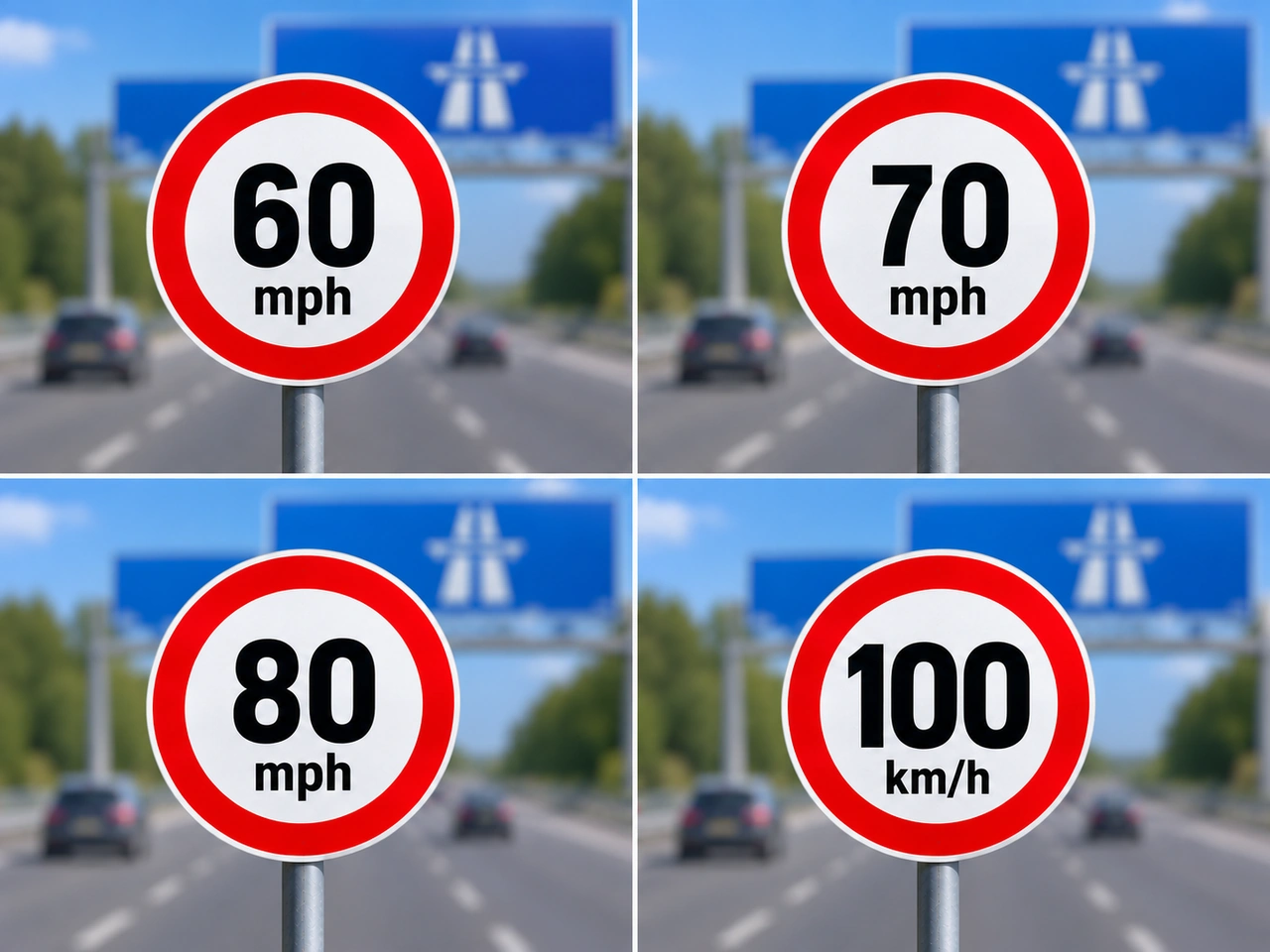 What is the general motorway speed limit for cars in United Kingdom?