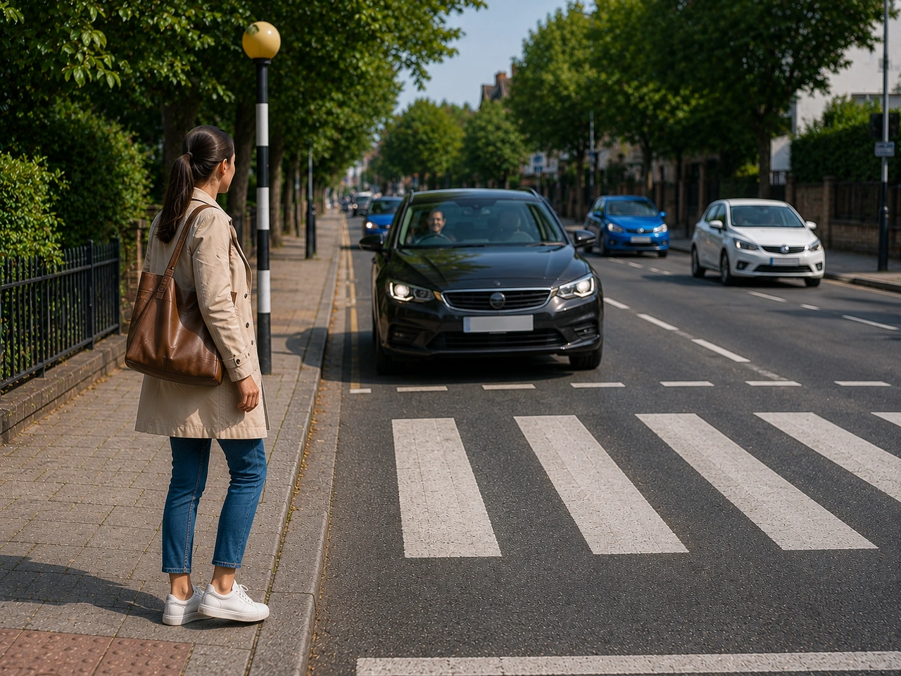 What should you do if traffic stops and a driver waves you across?
