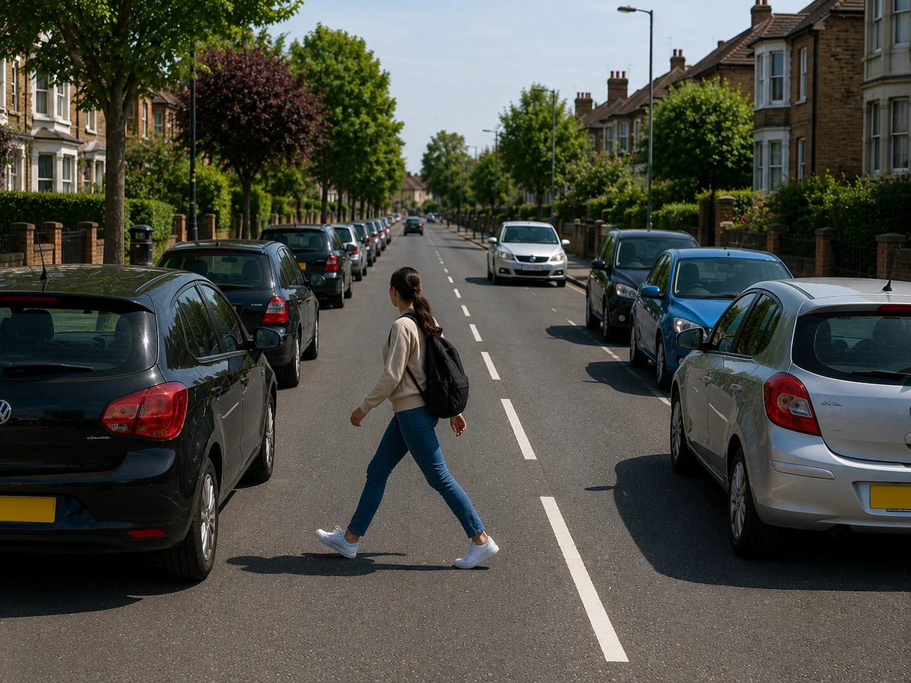 Why is it dangerous to cross between parked cars?