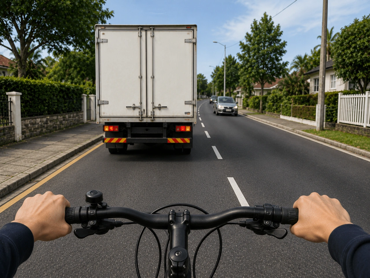 Bisikletliler dönüş yapabilecek büyük bir aracın yakınında ne yapmalıdır?