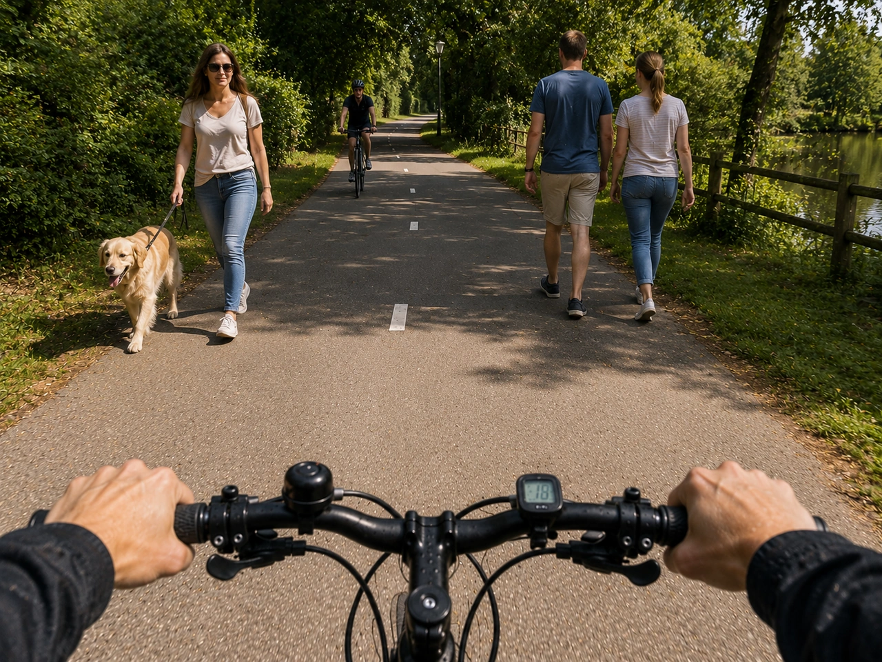 O que devem os ciclistas fazer ao ultrapassar peões num percurso partilhado?