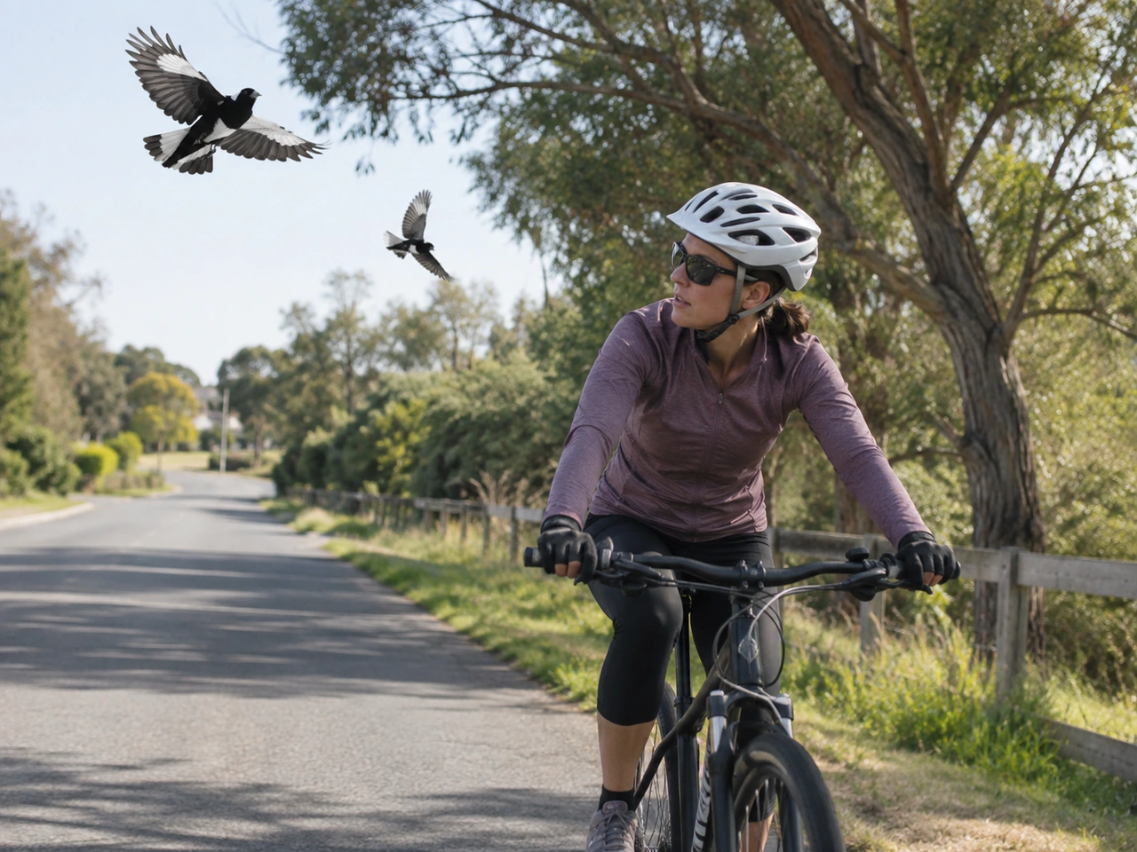 O que deve fazer se aves mergulharem sobre si enquanto anda de bicicleta?