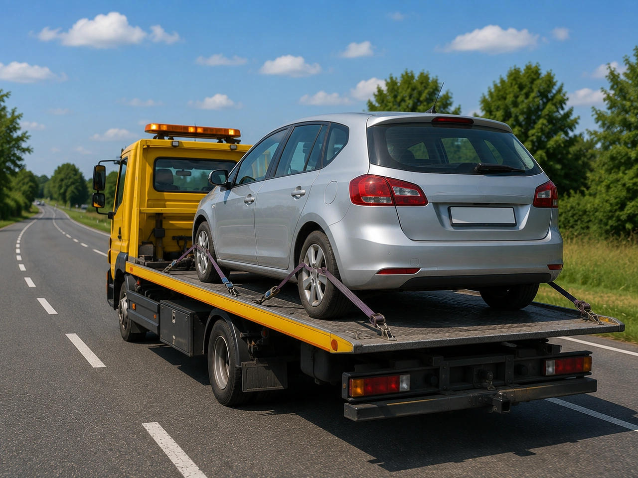 How should a disabled vehicle be towed?