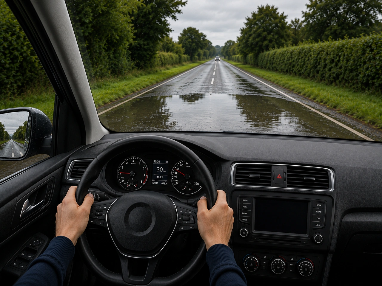 What should you do before driving through a puddle?