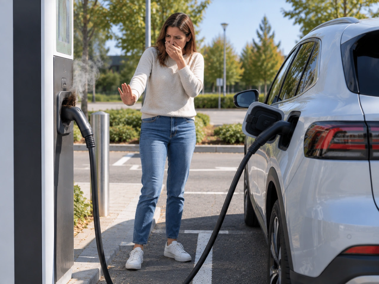 O que fazer se um carregador de veículo elétrico ficar muito quente ou cheirar a queimado?