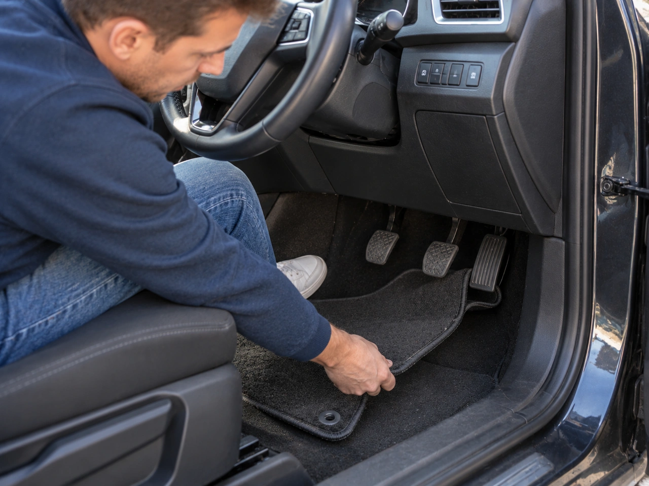 Why should the driver's floor mat be properly secured?