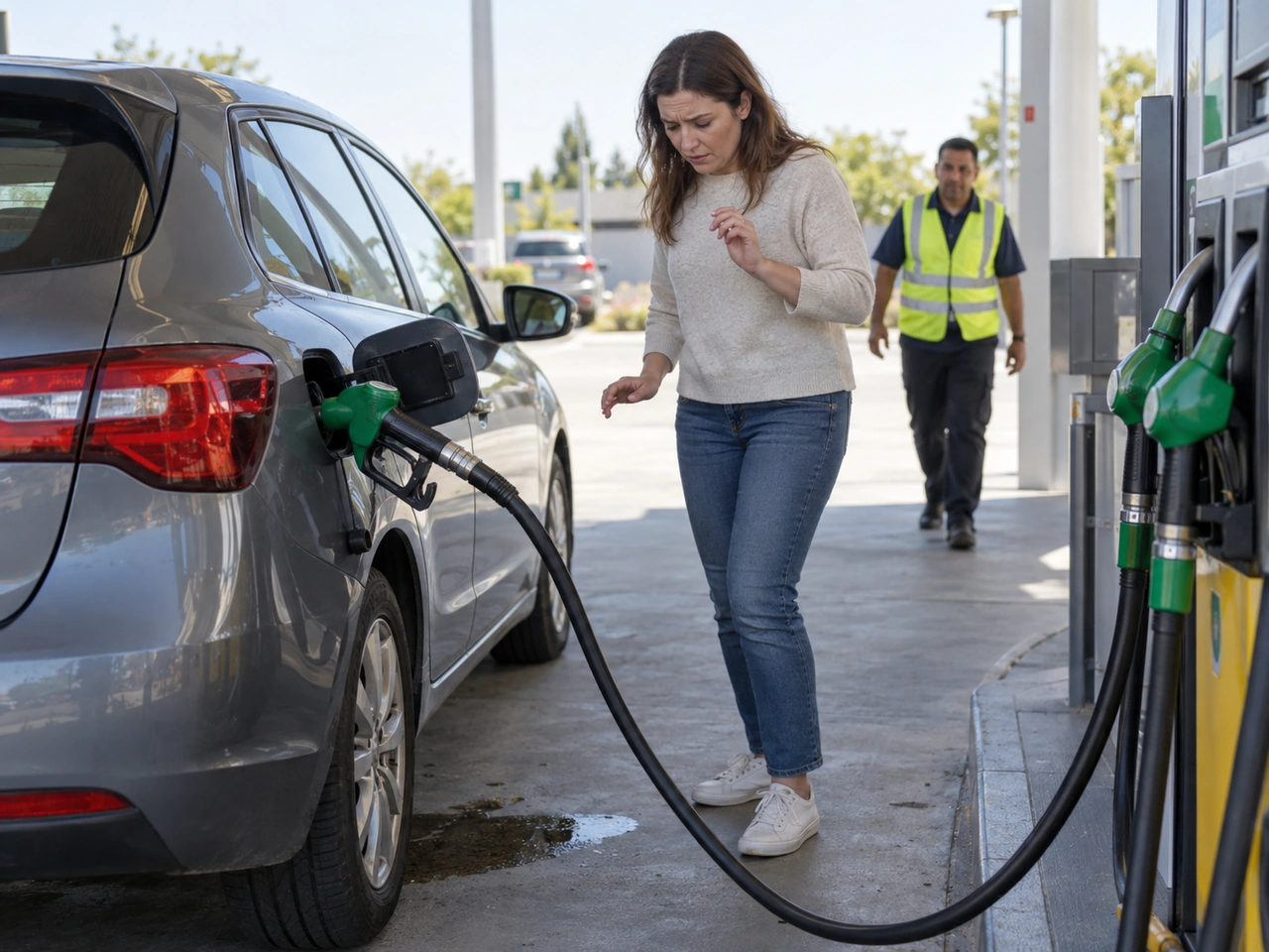 What should you do if fuel spills while you are refuelling?