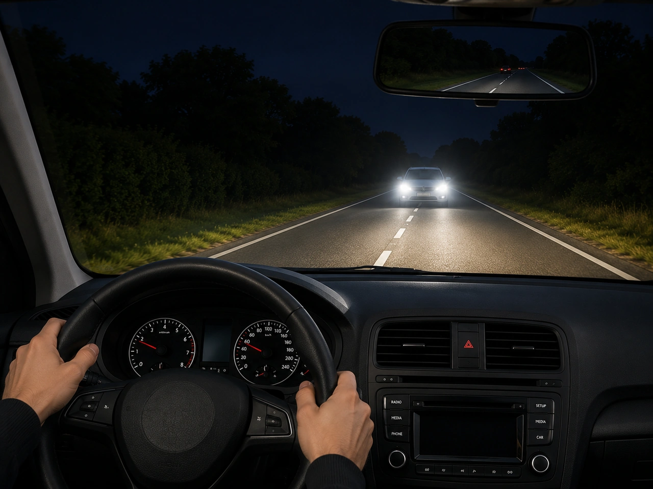 What should you do if your main beam could dazzle another driver?