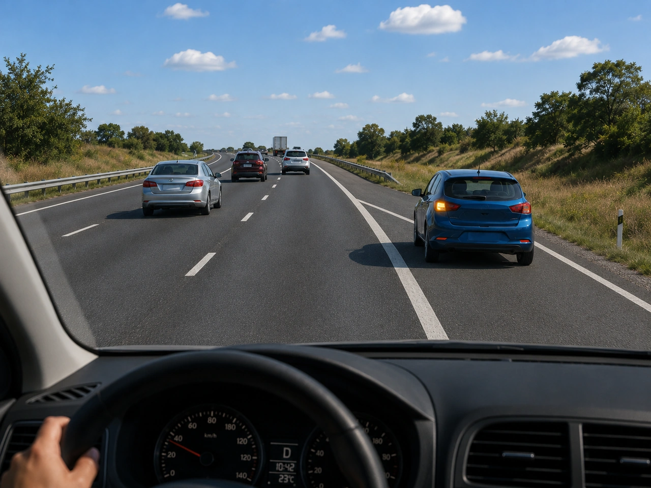 What should you do when joining a motorway from an entry lane?
