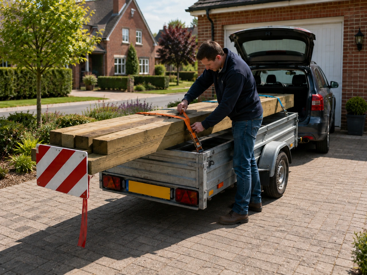 What should you do if a load extends beyond the vehicle?