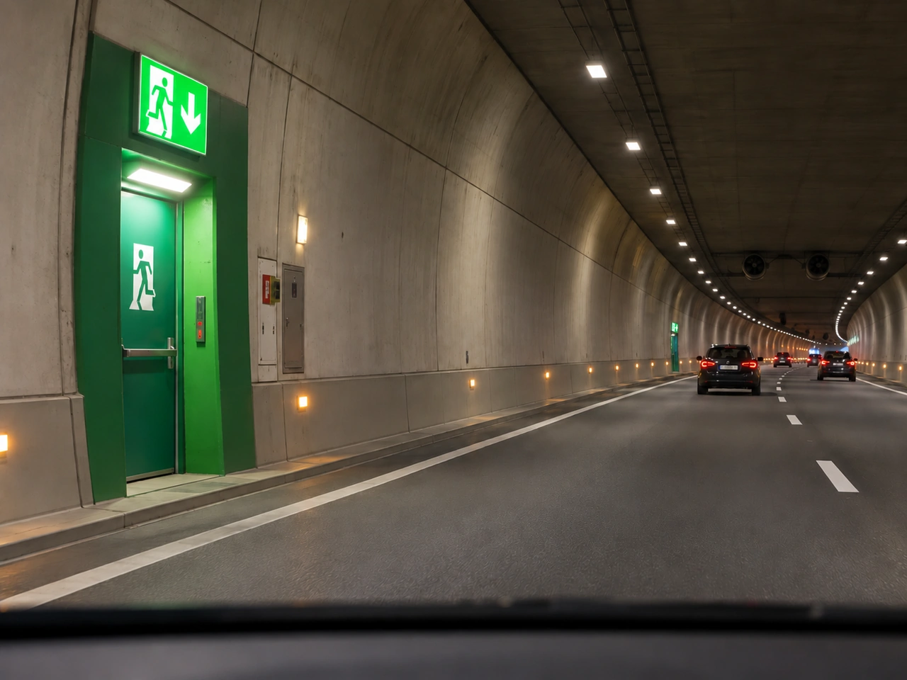 Why should you notice the location of emergency exits in a tunnel?