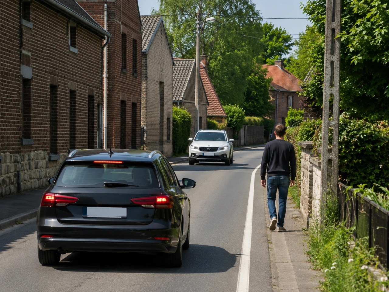 What minimum distance should you leave when passing a pedestrian walking on the road?