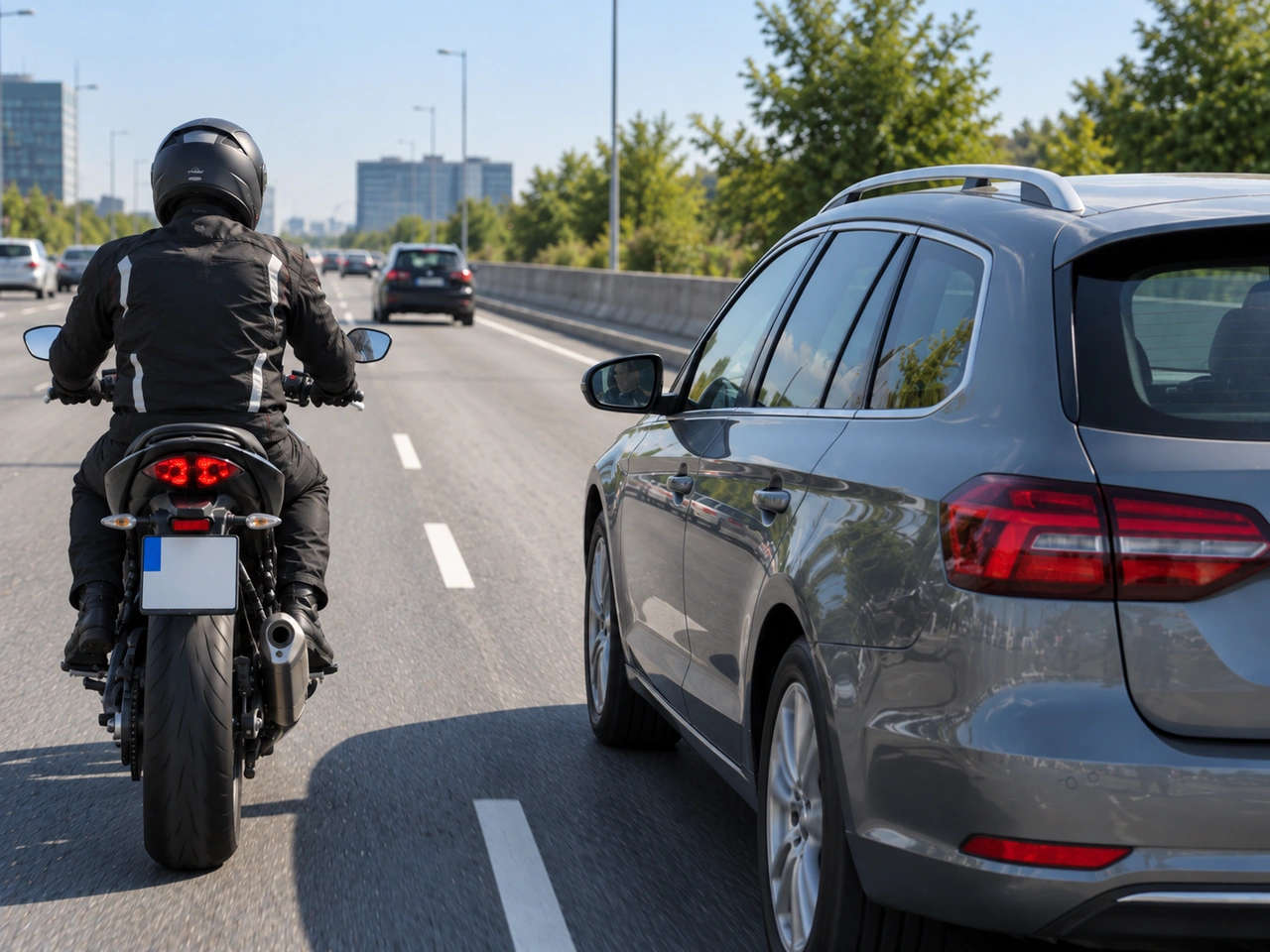 Porque deve um motociclista evitar circular no ângulo morto de outro veículo?