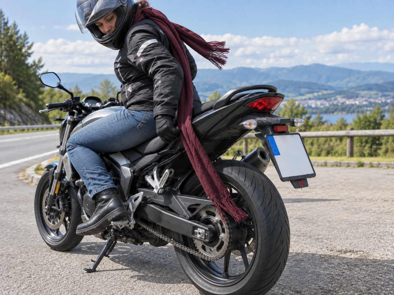 Why should loose clothing be avoided when riding a motorcycle?
