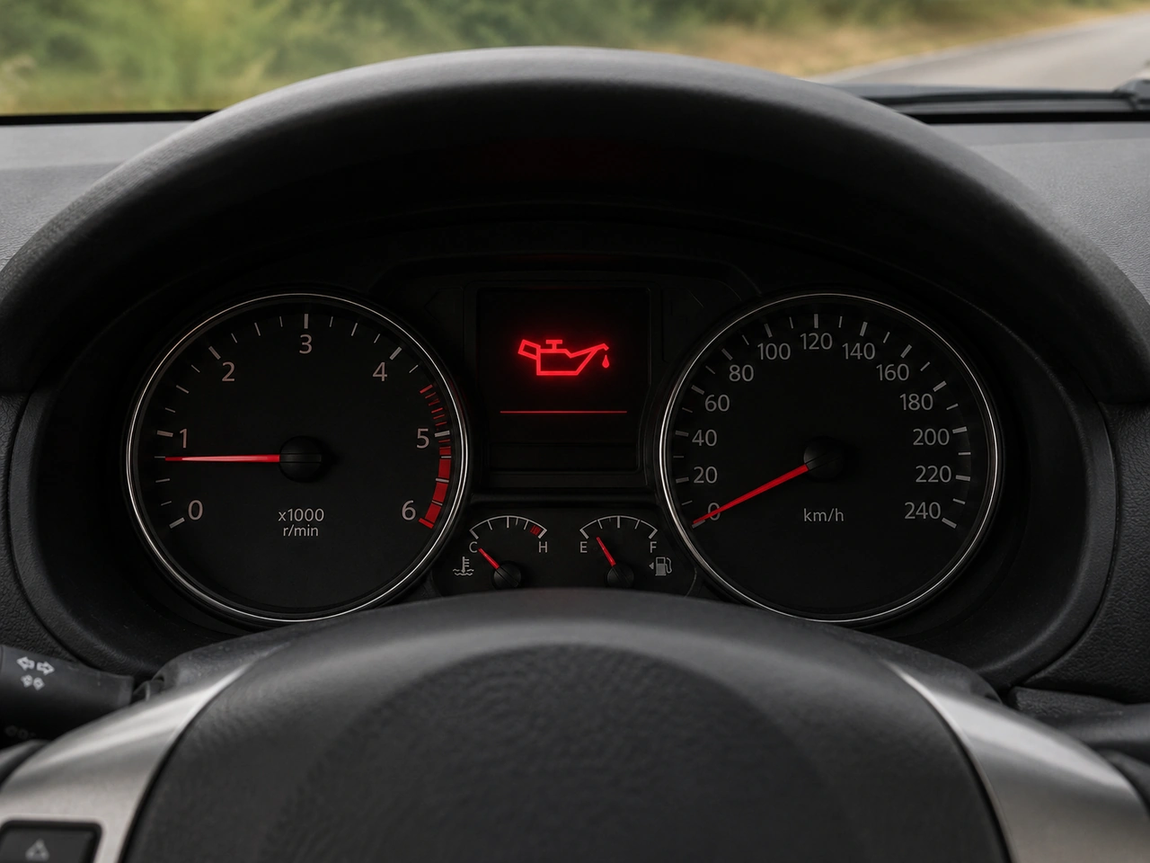 What should you do if the oil-pressure warning light stays on?
