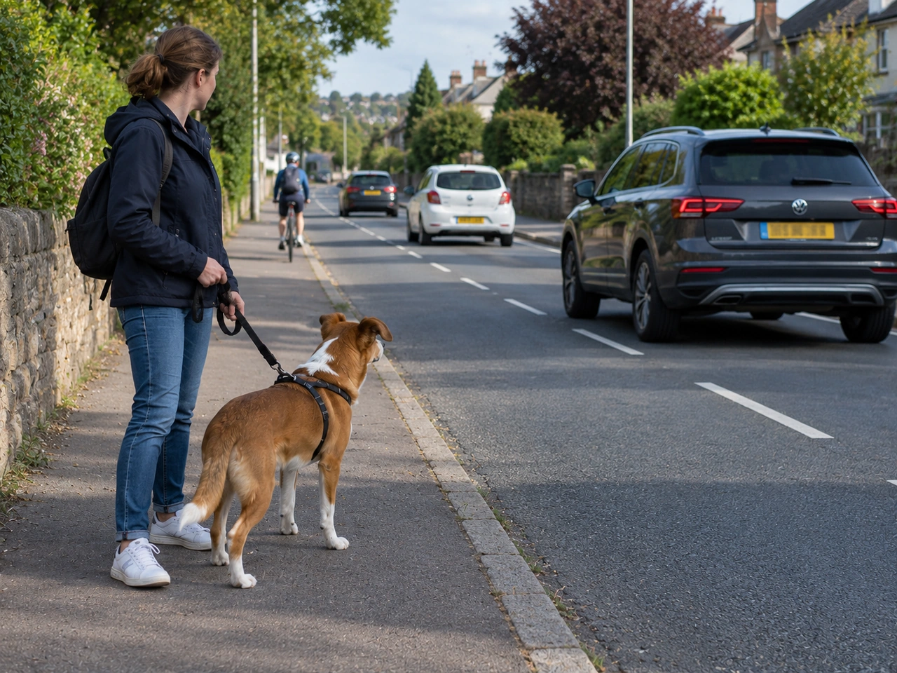 Why should you keep a dog on a leash near traffic?
