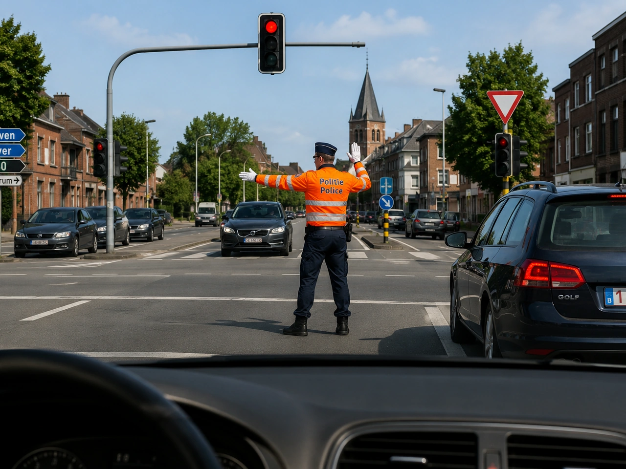 What should you do if a police officer directs you through a red light?