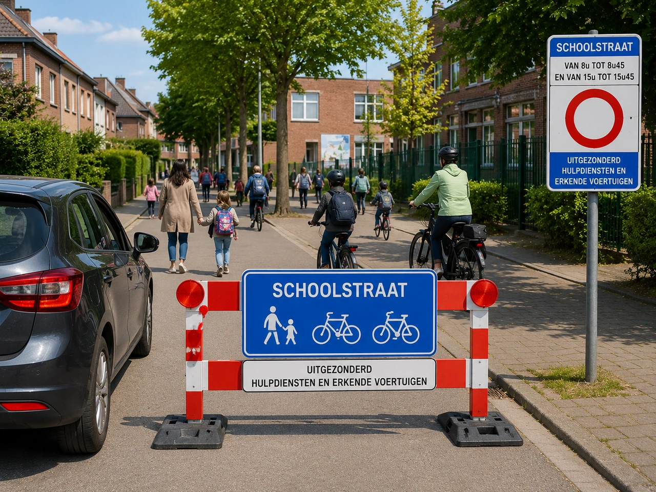 Bir Belçika okul sokağında kısıtlama aktifken normalde kimler kullanabilir?