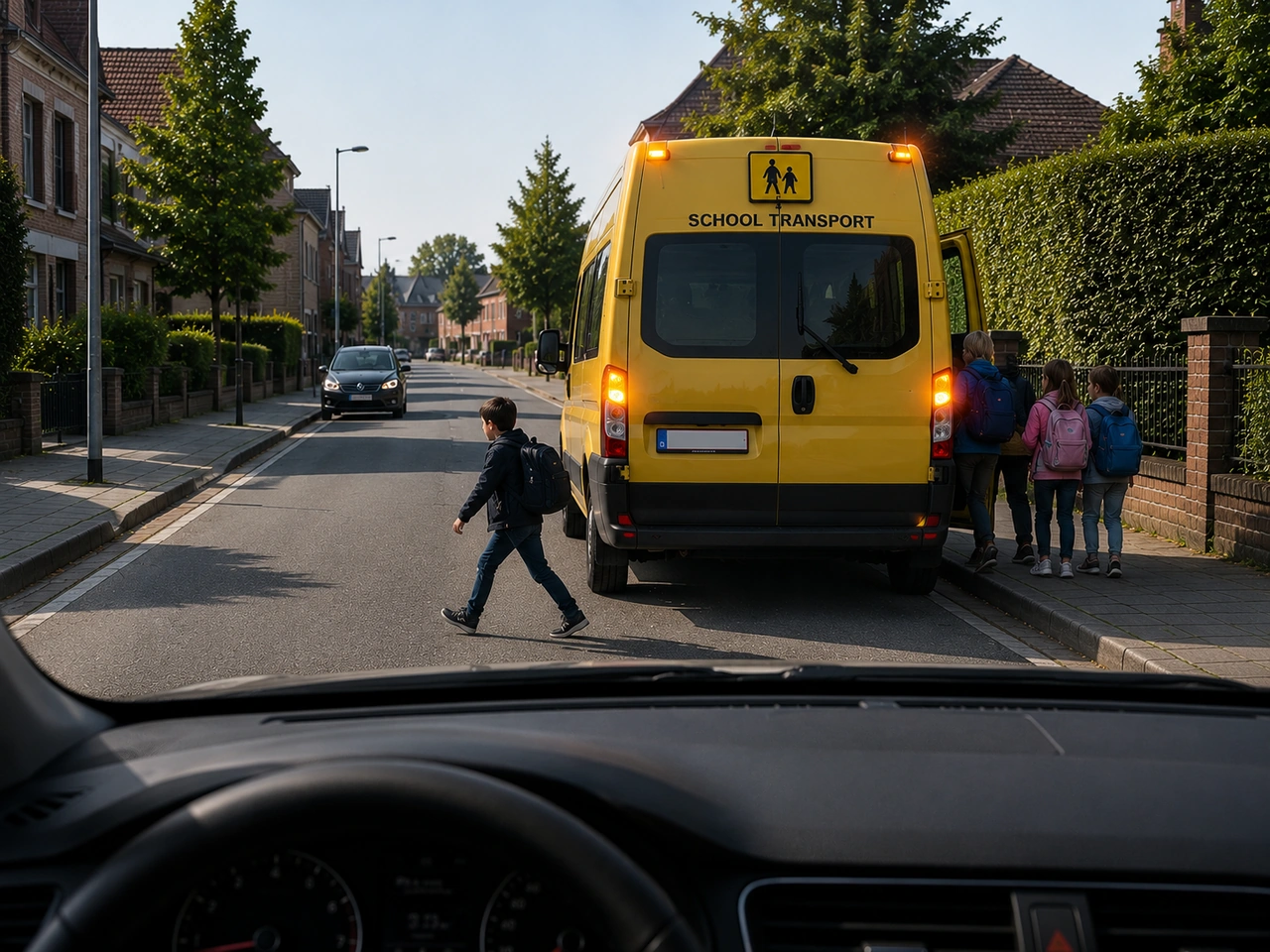 O que deve fazer quando um veículo de transporte escolar usa todos os indicadores?