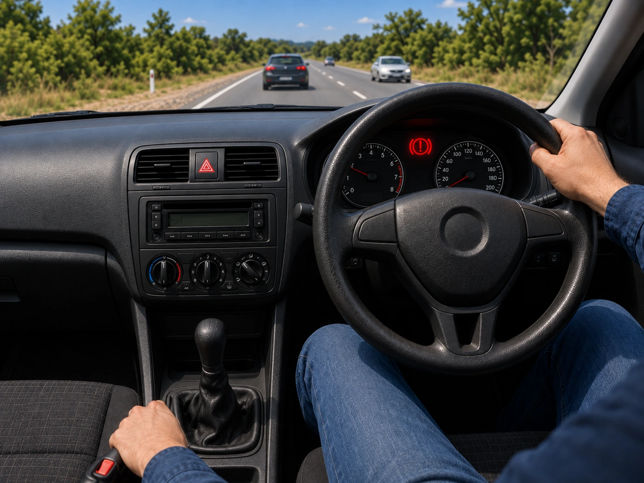 What should you do if the service brakes fail while driving?