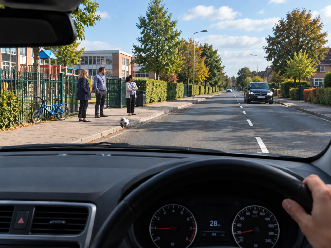 Por que deve reduzir a velocidade perto de escolas ou parques infantis?
