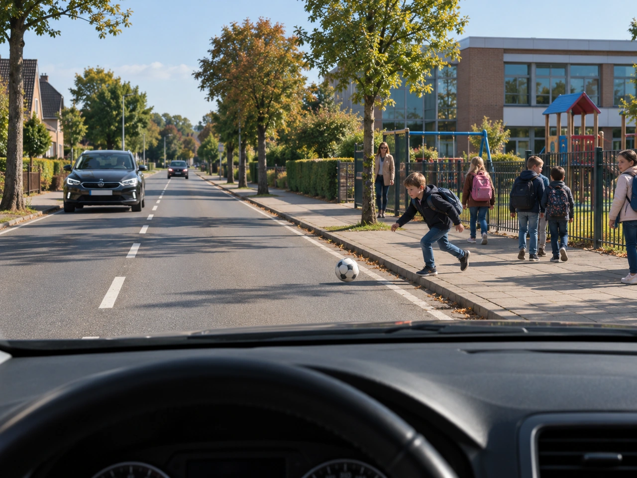Why should you slow down near schools or playgrounds?