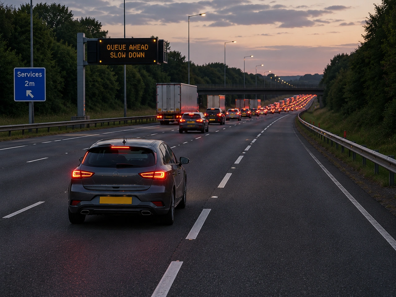 O que deve fazer ao aproximar-se de trânsito parado ou lento numa autoestrada?