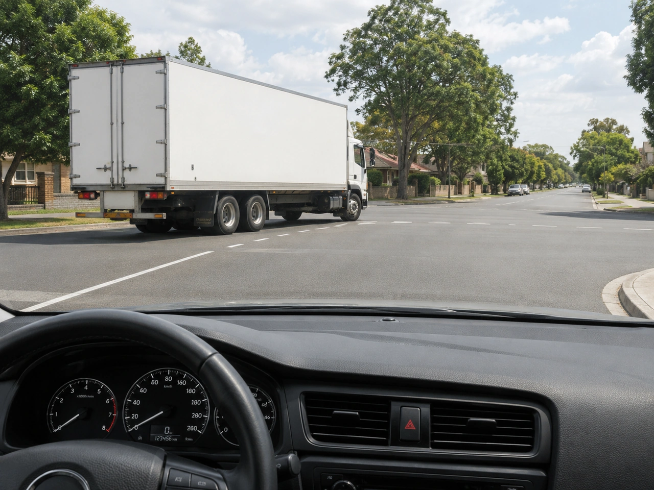 Why should you leave space beside large vehicles when they turn?