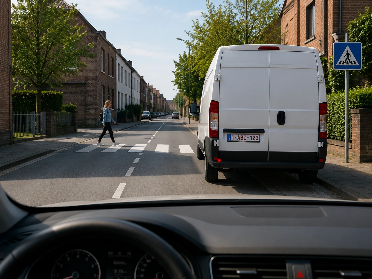 Where is stopping or parking prohibited near a pedestrian crossing?