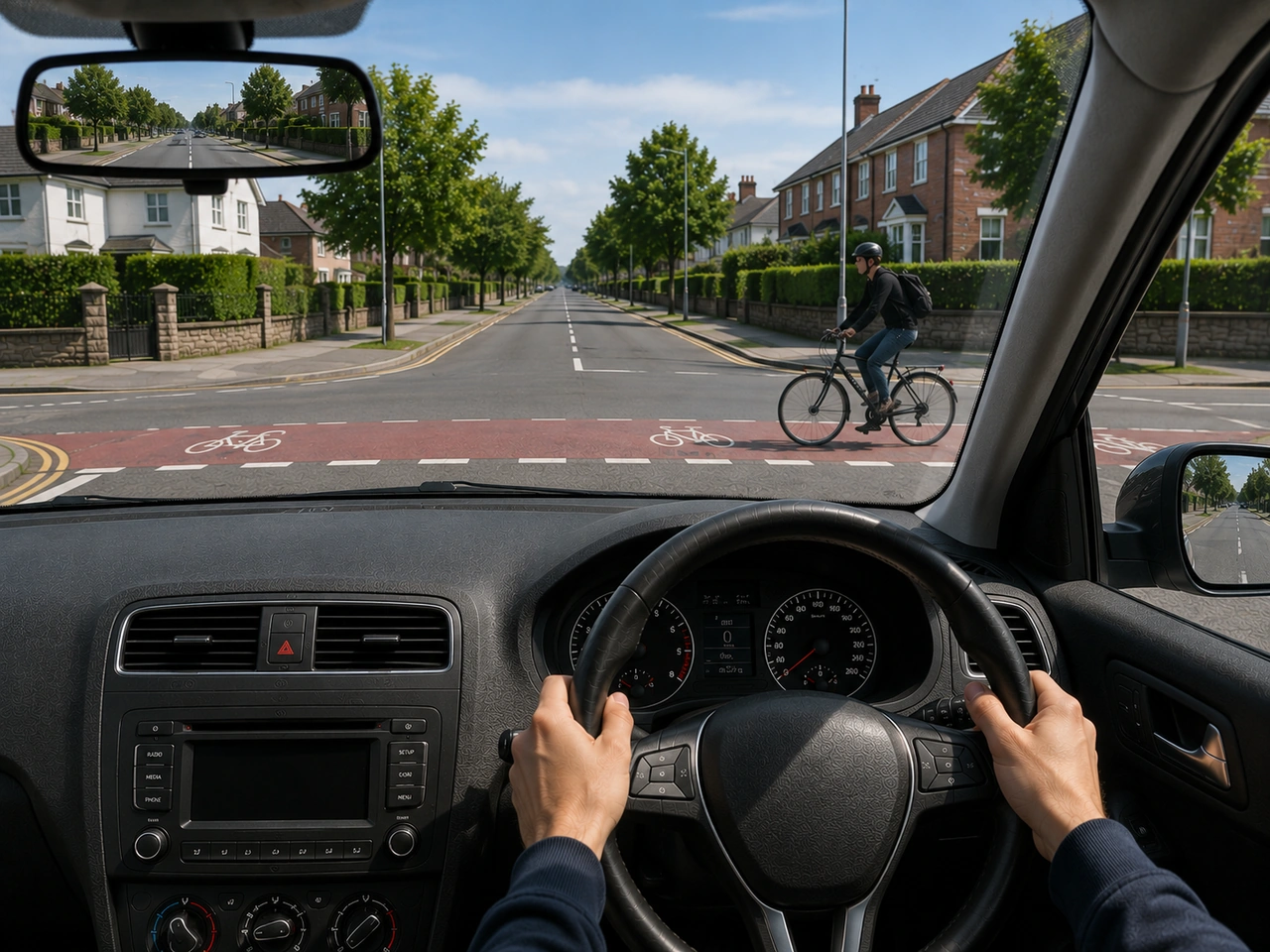 What should you do before turning across a cycle lane?
