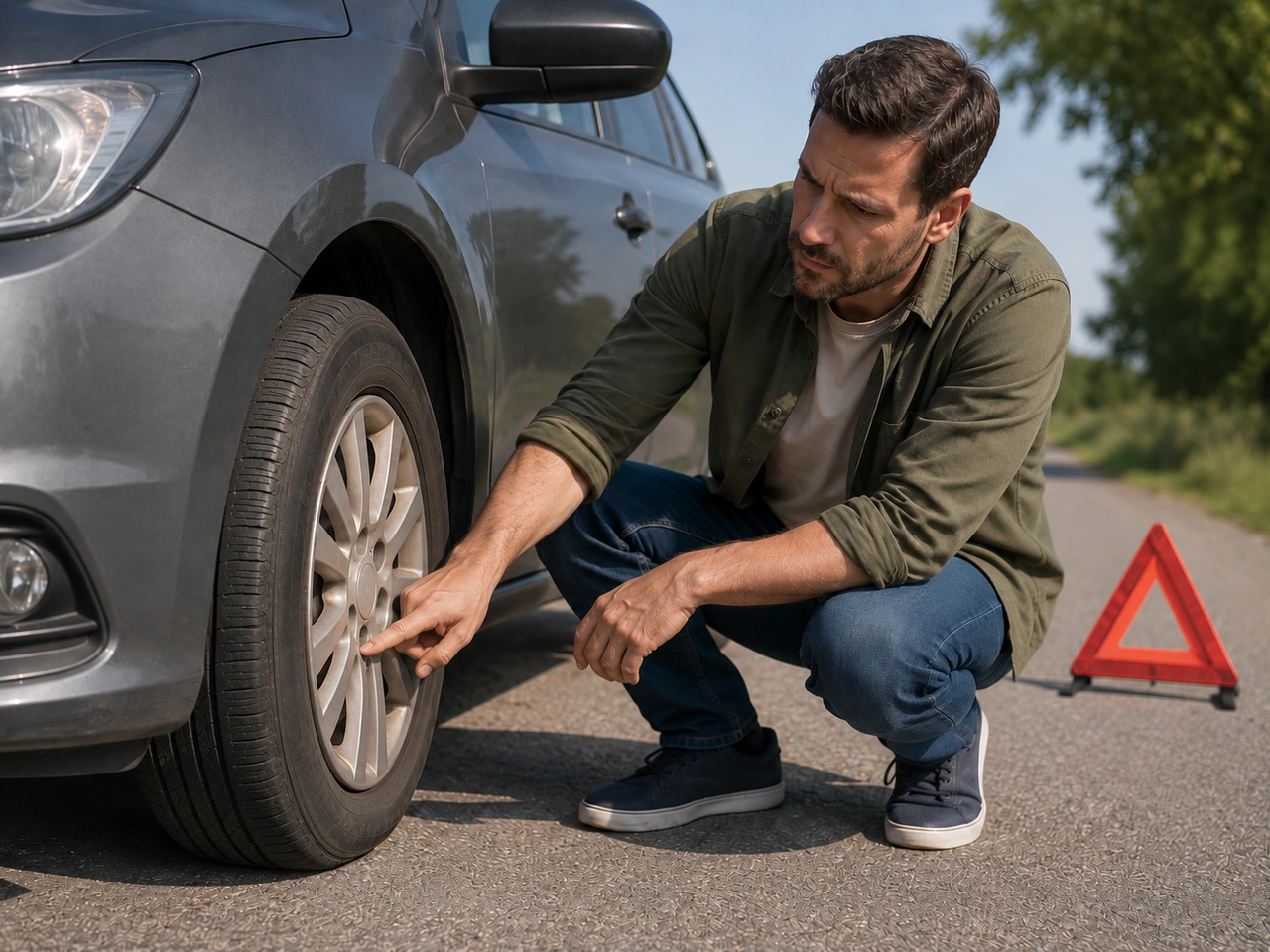 What should you do if a tyre has a deep cut, bulge, or exposed cords?