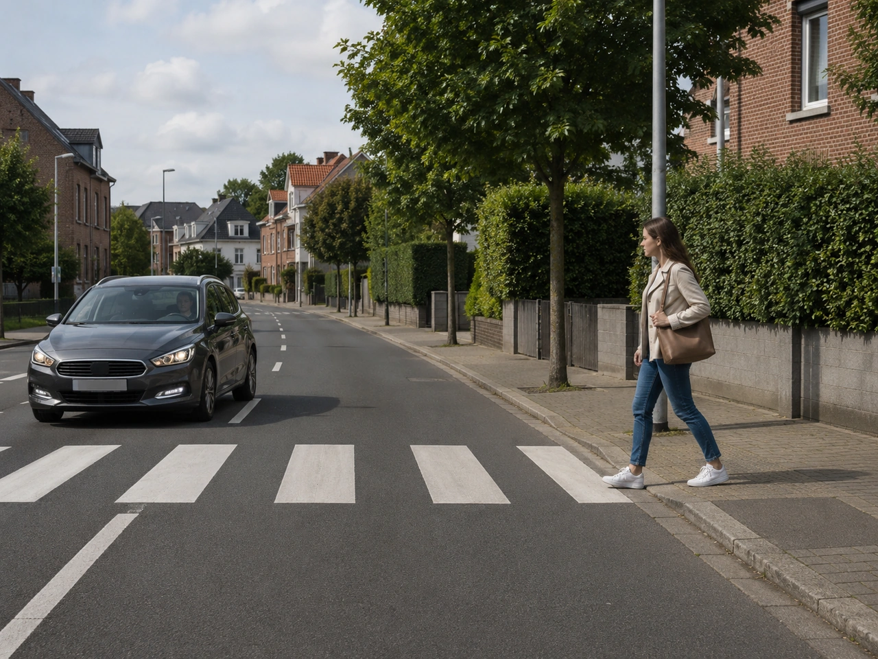 What must a driver do at an uncontrolled pedestrian crossing?