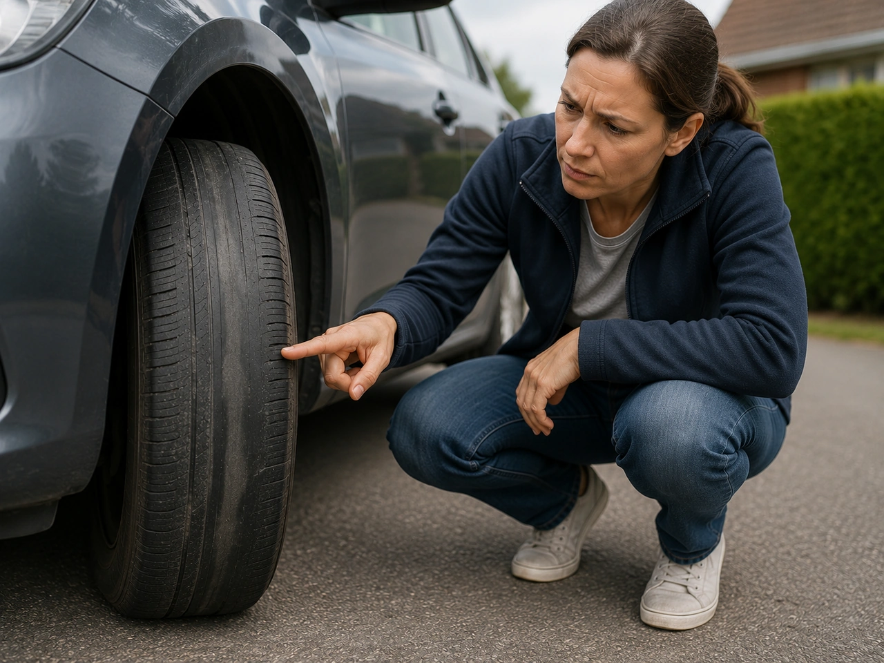 What can uneven tyre wear indicate?