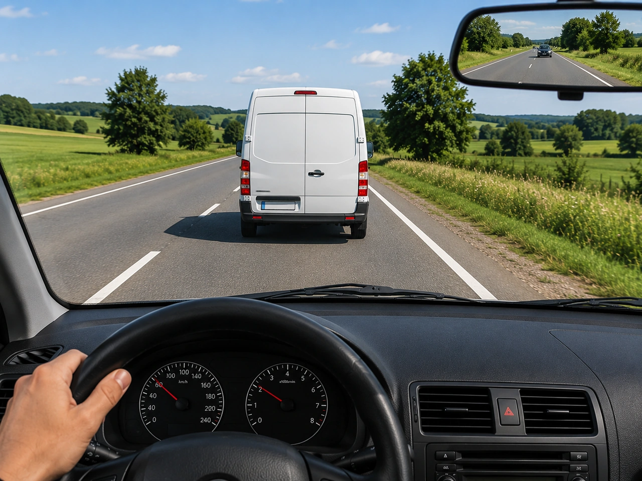What is the main risk when following a vehicle with limited rear visibility?