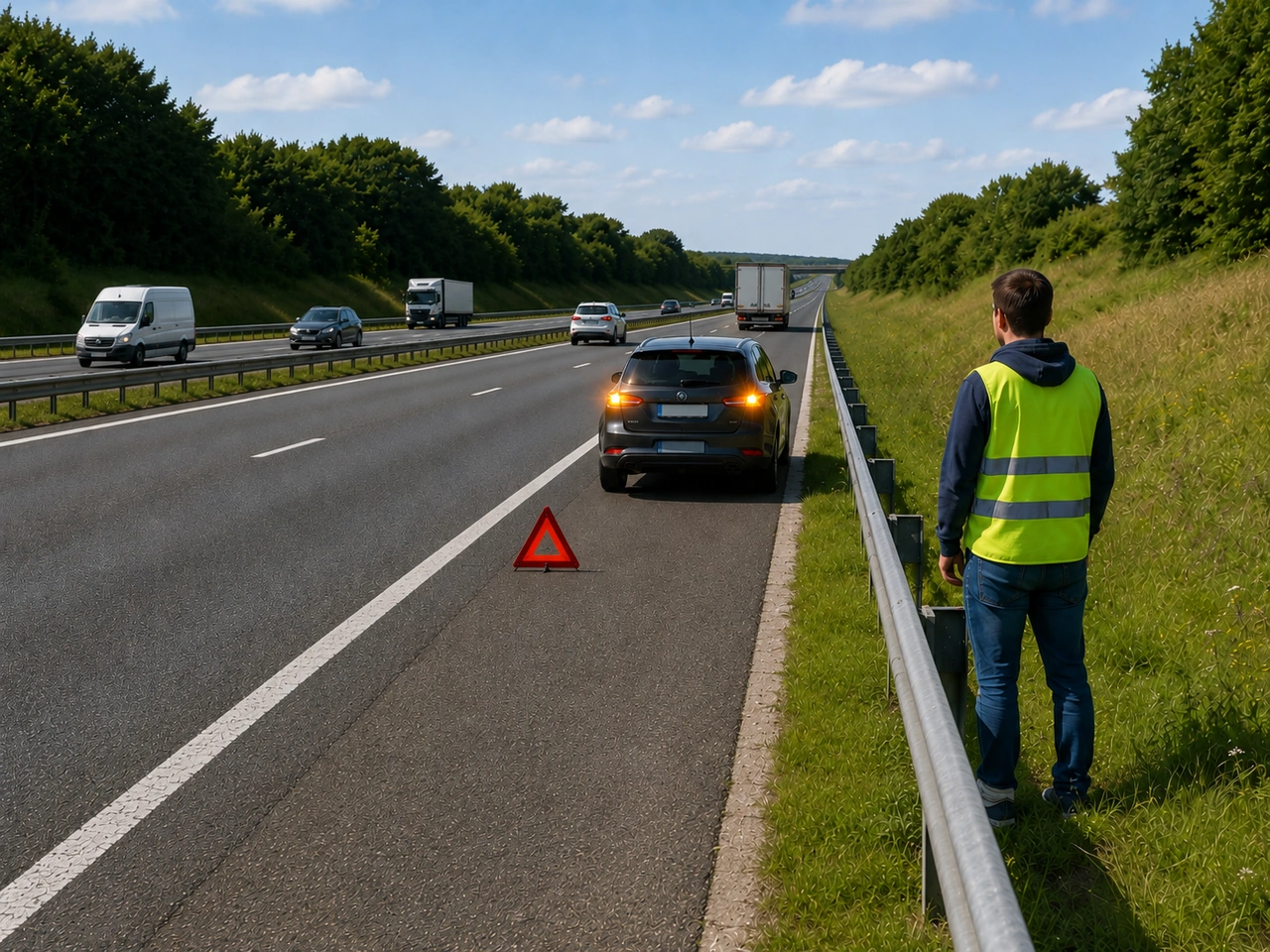 Onde deve normalmente esperar após uma avaria numa estrada de alta velocidade?