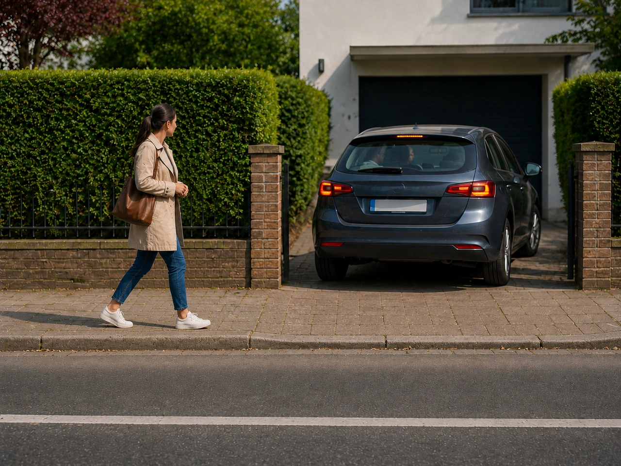 O que deve fazer ao caminhar perto de uma entrada de garagem?